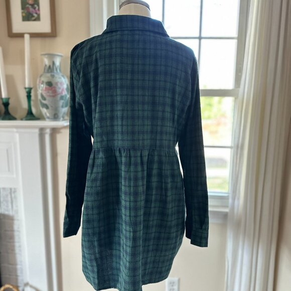 Nasty Gal Green Plaid Baby Doll Button Down Dress - Picture 2 of 5